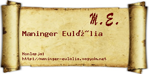 Maninger Eulália névjegykártya